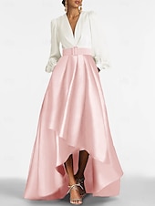 preiswerte Cocktailkleider-A-Linie Cocktailkleider Smokingkleid Elegantes Kleid Formelle Hochzeitsgast Asymmetrischer 3/4-langer Ärmel V-Ausschnitt Satin mit Raffen Derbykleider 2025