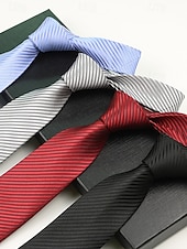 cheap Men&#039;s Ties &amp; Bow Ties-Men&#039;s striped satin tie, a variety of colors to meet different matching needs, suitable for business, wedding and formal events elegant and fashionable tie