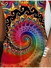 halpa Boho-mekot-Naisten Midimekko Tpaitamekko Kesämekko Midi mekko Böömi Seksikäs Boheemi Loma Juhla Pyhäpäivä Normaali Väri kaltevuus Marmoriprintti Lyhythihainen Sweetheart-kaula-aukko Rubiini Kesä Kevät