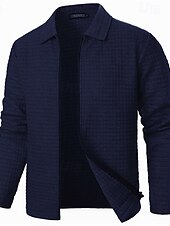 economico Giubbotti e cappotti da uomo-Per uomo Giacca Leggera Giacca Estiva Giacca Camicia Giacca di transizione Vacanza Quotidiano Resistente all&#039;usura Tasca Primavera Autunno Semplice Moda Classico Bavero Regolare Nero Bianco Vino Blu