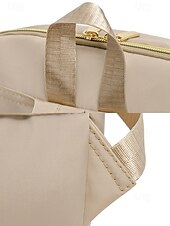 お買い得  ファッションバックパック-ダブルジッパー、ゴールドトリム、調節可能なストラップ付きのベージュキルティングレディースバックパック - スタイリッシュで実用的なレディースバックパック、仕事、学校、またはカジュアルな外出に最適 ブラック ピンク ブラウン