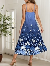 economico Abiti floreali-Per donna Vestito maxi Abito linea A Abito sottoveste Festività Informale Da mare Informale Giornaliero Standard Ambra Floreale Pop art Senza maniche A V Blu Estate Primavera