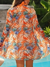 billiga Bikiniset i 3 delar-Dam Badkläder Bikini Tre delar Kalsonger Baddräkt Öppen rygg Smal Hög midja Semester Standkläder Blommig Halterneck Långärmad Baddräkter