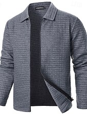 economico Giubbotti e cappotti da uomo-Per uomo Giacca Leggera Giacca Estiva Giacca Camicia Giacca di transizione Vacanza Quotidiano Resistente all&#039;usura Tasca Primavera Autunno Semplice Moda Classico Bavero Regolare Nero Bianco Vino Blu