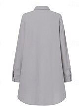 abordables Robes-Femmes Mini Robe Robes inspirées du lin Robe Chemise Robe Décontractée Robe en coton et lin Élégant Occasionnel Vacances Quotidien Date Coupe régulière Uni manche longue Revers Jaune Orange Gris Ét
