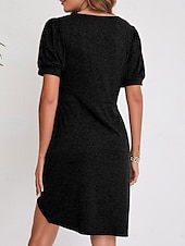 abordables Robe Simple-Robe Mini Femme Robe Portefeuille Robe T-Shirt Robe Tee Robe Unie Robe Bodycon Décontractée Vacances Travail Ville Ajustement Régulier Graphique Manches Courtes Col Rond Noir Blanc Vin Vert Été