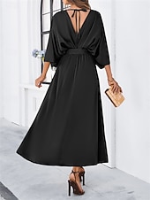 ieftine Rochie simplă-Rochie de absolvire pentru femei rochie maxi rochie de lucru rochie de petrecere casual formal manșon batwing vacanță formală petrecere regular fit grafic manșon scurt gât în V negru șampanie vin