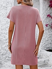 abordables Vestido blanco-día de San Valentín Mujer Normal Mini vestido Vestido de cambio Vestido informal Vestidos Boho Chic Bohemia Estilo lindo Elegante Casquillo Manga Murciélago Casual Hogar Vacaciones Moldeado al Cuerpo
