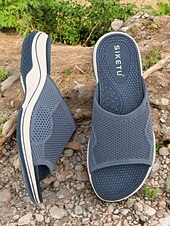 levne Pohodlné sandály-šedé sandály pro ženy – pohodlné nazouváky s otevřenou špičkou s polstrovanou podrážkou pro běžné a outdoorové aktivity