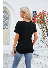 economico Magliette-Per donna Maglietta bohémien Liscio Boemia stile sveglio Moda Manica corta A farfalla Squadrata Top regolari Giornaliero Per uscire Fine settimana Tunica Nero Rosa Vino Blu Reale Viola Estate