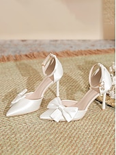 preiswerte Formell-Champagnerfarbene Pumps mit Fesselriemchen und Schleife – elegante Damen-Stilettos mit spitzer Spitze für Hochzeiten und besondere Anlässe