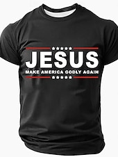 billiga Tro T-shirts-Påsk Herr Jesus Christian T-shirt Kortärmad T-shirt 3D-tryck Rund hals Skjorta Designer Ledigt Fest Helgdag Svart Blå Grön Sommar Vår Kläder S M L XL XXL XXXL