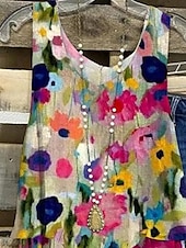 ieftine Bluze &amp; Camisole Damă-Top de damă tip cămașă cu bretele floral casual fără mâneci decolteu în V regular butoane imprimeu roz vară