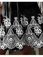 tanie Sukienki boho-Damskie Sukienka mini Czarna sukienka Zabytkowa sukienka Sukienka paisley Codzienne sukienki Elegancja Bohema Urlop Urlop Codzienny Święto Regularny Graficzny Artystyczny Etnické Bez rękawów Półgolf