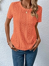 Жен. Блуза Ушко сверху Кружевные топы Полотняное плетение Повседневные Стиль Классический С короткими рукавами Вырез под горло Обычные топы Офис Повседневные Праздники С отверстиями Недорогие Белая футболка-Жен. Блуза Ушко сверху Кружевные топы Полотняное плетение Повседневные Стиль Классический С короткими рукавами Вырез под горло Обычные топы Офис Повседневные Праздники С отверстиями