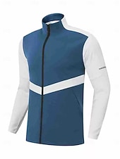 billiga Herrgolfkläder-Herr Golfjackor Vit Blå Långärmad Ytterkläder Överdelar Golfkläder Kläder Outfits Bär kläder