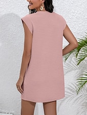 ieftine Rochii florale-Pentru femei Rochie Mini Rochie casual Rochie Tip Maieu De Bază Casual Vacanță Zilnic Fit regulat Simplu Fără manșon Stil Nautic Roz Îmbujorat Kaki Caisă Vară