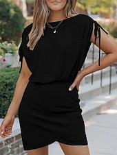 cheap Plain Dress-Women&#039;s Mini Dress T Shirt Dress Tee Dress A Line Dress Solid Color Casual Vacation Casual Daily Regular Fit Graphic Short Sleeve Crew Neck Black Red Navy Blue Green Summer