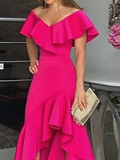 preiswerte Kentucky Kleid-Kentucky Derby Damen Maxidress A Linie Kleid Sommerkleid Kleid mit Puffärmeln Elegant Halbformelle Kleider kleid hochzeitsgast Verlobung Cocktailparty Regular Fit Graphic Ärmellos V Ausschnitt