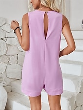 abordables grenouillère-Rompere femme active unie sans manches col rond poche vacances quotidienne coupe régulière noir rose vert armée été