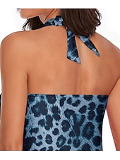 abordables Maillots de bain léopard-Femme Maillots de Bain Tankini Maillot de bain Mode Sexy Léopard Sans Manches Maillots de bain