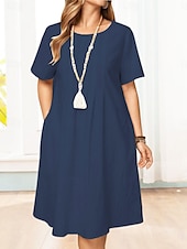 economico Vestiti-Mini abito da donna abito a linea abito estivo casual quotidiano vestibilità regolare grafico in lino simile maniche corte collo a V nero bianco verde militare blu scuro estate