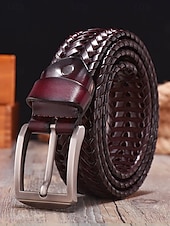 economico Cinture da uomo-cintura intrecciata in vera pelle da uomo - design intrecciato vintage con fibbia in metallo, cintura elegante regolabile per abbigliamento casual, business e formale