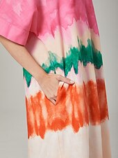 baratos vestido casual estampado-vestido camisa estampado com gradiente de cor