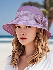 billige Damehatter-elegant blomstersolhatt for kvinner - lett pustende bøttehatt med bred brem med rosedekor, pustende og UV-beskyttelse, perfekt for strand, reise og sommer utendørsaktiviteter