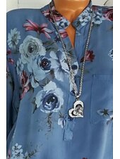 economico Camicie-Per donna Camicia Camicie ispirate al lino Blusa Fiore Elegante Manica Lunga Scollo a V Top Regolari Quotidiano Uscire Stampato Bianco Rosa Blu Estate