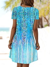 preiswerte Kunst &amp; Design Kleid-Damen Minikleid T-Shirt-Kleid A Linie Kleid Sommerkleid Lässig Täglich Normale Passform Ombre Grafik Kurzarm Rundhalsausschnitt Gelb Rosa Blau Sommer Frühling