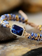 tanie Bransoletka damska-ręcznie robiona kolorowa bransoletka z naturalnych kamieni – boho koralikowa bransoletka z zawieszką z kryształków, regulowana biżuteria modowa dla kobiet, idealna na prezenty, imprezy i na co dzień