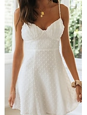 economico Abiti di Laurea-Per donna Mini Abito Abito Bianco Abito da laurea Abito Sottoveste Moda Moderno All&#039;aperto Compleanno Data Vestibilità regolare Semplice Senza Maniche Spalline sottili Bianco Azzurro Estate