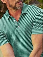 billiga Herrgolfkläder-Herr Vandringspolotröja Grön Kortärmad Överdelar Golfkläder Kläder Outfits Bär kläder