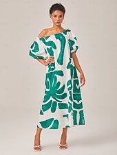 abordables Robes décontractées-robe ample à col bateau et imprimé color-block
