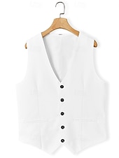 baratos Ternos casuais-Trajes de Casamento Masculinos Linho Branco Azul Céu Verão Cores Sólidas Ajuste Sob Medida 3 Peças Com Duas Fileiras de Botões