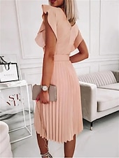 preiswerte Einfaches Kleid-Damen Mini Kleid A-Linien Kleid Blazer Kleid Arbeitskleid Cocktail Arbeit Reguläre Passform Grafik Ärmellos Rundhalsausschnitt Hellrosa Pink Rot Grün Sommer