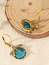 billige Øredobber for kvinner-intage dragonfly dangle øredobber for kvinner – gullbelagte boho drop-øreringer med blå glassperler, naturinspirerte smykker for uformelle, fest- og gaveanledninger