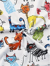 halpa Eläimet tee-Naisten T-paita Kesän yläosat Painettu Kuvitettu Kissa Klassinen Vapaa-aika Lyhythihainen Tiukka pyöreä kaula-aukko Rajaa topit Päivittäin Viikonloppu Sateenkaari Kesä Kevät Syksy