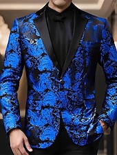 cheap Men&#039;s Classic Blazers-Men&#039;s Blazer Business Cocktail Party Wedding Party Party Spring &amp;  Fall Polyester Bronzing Buttons Pocket Comfortable Single Breasted Blazer Red Blue Purple Gold