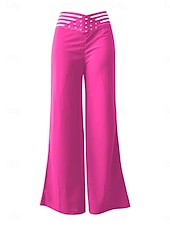 economico gamba larga e vita alta-Pantaloni Chino Larghi da Donna Pantaloni Baggy Moda Streetwear Lunghezza Completa Alta Vita Semplice Elasticizzati Comodi Soffici Confortevoli Micro-elastici all&#039;Aperto Strada Nera Bianca Blu Fucsia