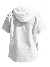 billige Business Casual-Herre Skjorte Hvit bomullsskjorte Uformell skjorte Skjorte med knapper Bomullsskjorte عادي Feriereise Gate Svart Hvit Kakifarget Grå Kortermet Med hette Sommer Klær Knapp ned