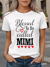 voordelige Moederdag Top-Moederdag Dames T-shirt Grafisch Brief Casual Korte mouw Ronde hals Normale tops Dagelijks Afdrukken Wit Blozend Roze Hemelsblauw Zomer