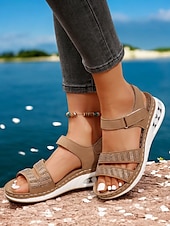preiswerte Komfortsandalen-Damensandalen mit Luftpolster und Strasssteinen – bequeme Schuhe mit verstellbarem Klettverschluss und offener Spitze für Freizeit und Outdoor
