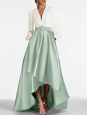 preiswerte Cocktailkleider-A-Linie Cocktailkleider Smokingkleid Elegantes Kleid Formelle Hochzeitsgast Asymmetrischer 3/4-langer Ärmel V-Ausschnitt Satin mit Raffen Derbykleider 2025