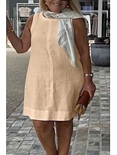 abordables Robes-Femmes Mini Robe Robes inspirées du lin Robe débardeur Robe d&#039;été Mode Moderne Quotidien Fête Week-end Coupe régulière Uni Sans manches Col ras du cou Noir Blanche Jaune Orange Été