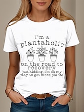 abordables T-shirt Humor &amp; Citations-Femmes T-shirt Graphique Lettre Élégant Occasionnel Manche Courte Col rond Hauts Réguliers Quotidien Week-end Imprimé Noir Blanche Rose Claire Bleu Vert Été Printemps