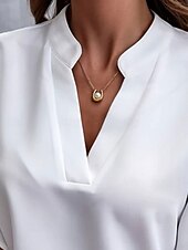 olcso Női Egyszerű Felsők-Női Ing Simpla Stílusos Modern V casual Rövid Ujjú V Nyak Szokásos Felsők Munka Napi Ünnepi Foltvarrás Fekete Fehér Rózsaszín Kék Nyár Tavasz