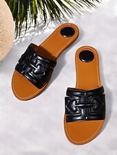 levne Sandály na dovolenou-dámské hnědé sandály z umělé kůže – stylový zdobený pásek, obuv s otevřenou špičkou pro ženy na relaxaci u bazénu, letní dovolenou a neformální pochůzky