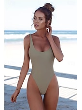 abordables Maillots de bain une pièce-Femmes Maillots de Bain Une Pièce Monokini Maillot de bain Vacances Mode Couleur Unie Col en U Sans manches Maillots de bain